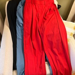 HALARA Set of 3 Red, Black & Blue Pleated Women's Dress Pants
